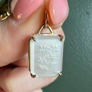 Palm Sunday 14k Gold and Handcarved Moonstone Intaglio pendant